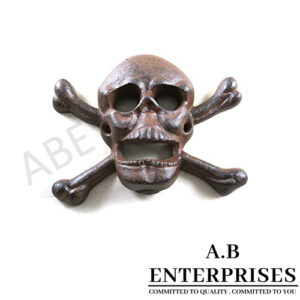 Cast Iron Decorative Cross Skull Bottle Opener with vintage design for home bar and kitchen use