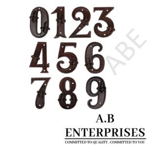 Handcrafted numeral in handforged iron with natural patina finish by A.B. Enterprises, India.