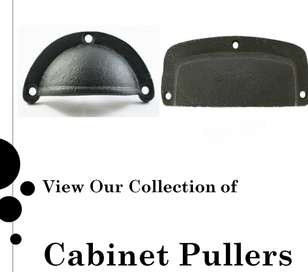Decorative brass and cast iron cabinet pullers