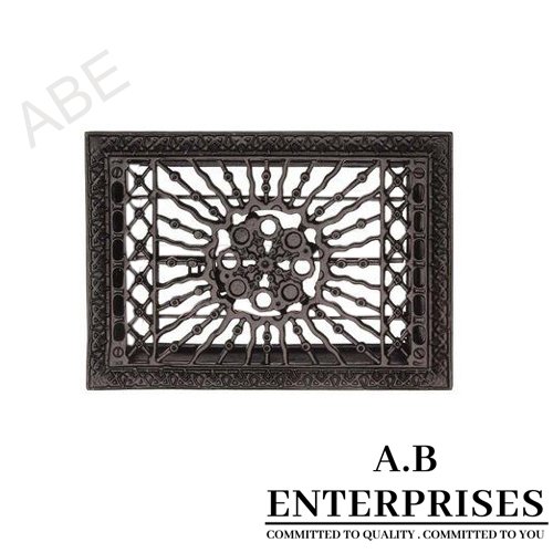 Cast iron air vent by A.B. Enterprises, Model AB-WR-05 in Black P.C. finish – durable and decorative vent cover for homes and interiors.