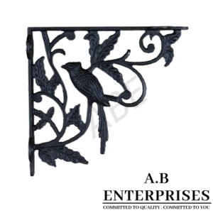 Handcrafted cast iron shelf bracket by A.B. Enterprises – strong and decorative wall support for homes, offices, and interiors.