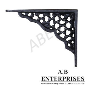 Handcrafted cast iron shelf bracket by A.B. Enterprises – strong and decorative wall support for homes, offices, and interiors.