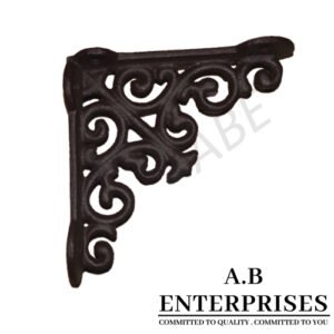 Handcrafted cast iron shelf bracket by A.B. Enterprises – strong and decorative wall support for homes, offices, and interiors.