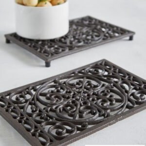 Cast iron kitchen trivet in natural iron patina finish – Model No AB-KT-01 by A.B. Enterprises