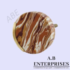 Marble Stone Cabinet Knob in round brown pattern by A.B. Enterprises India