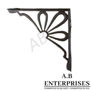 Handcrafted cast iron shelf bracket by A.B. Enterprises – strong and decorative wall support for homes, offices, and interiors.
