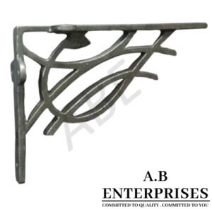 Handcrafted cast iron shelf bracket by A.B. Enterprises – strong and decorative wall support for homes, offices, and interiors.