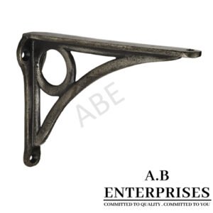 Handcrafted cast iron shelf bracket by A.B. Enterprises – strong and decorative wall support for homes, offices, and interiors.