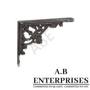 Handcrafted cast iron shelf bracket by A.B. Enterprises – strong and decorative wall support for homes, offices, and interiors.