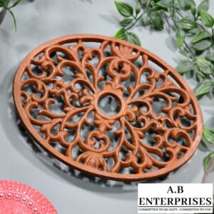 Cast iron kitchen trivet in natural iron patina finish – Model No AB-KT-05 by A.B. Enterprises